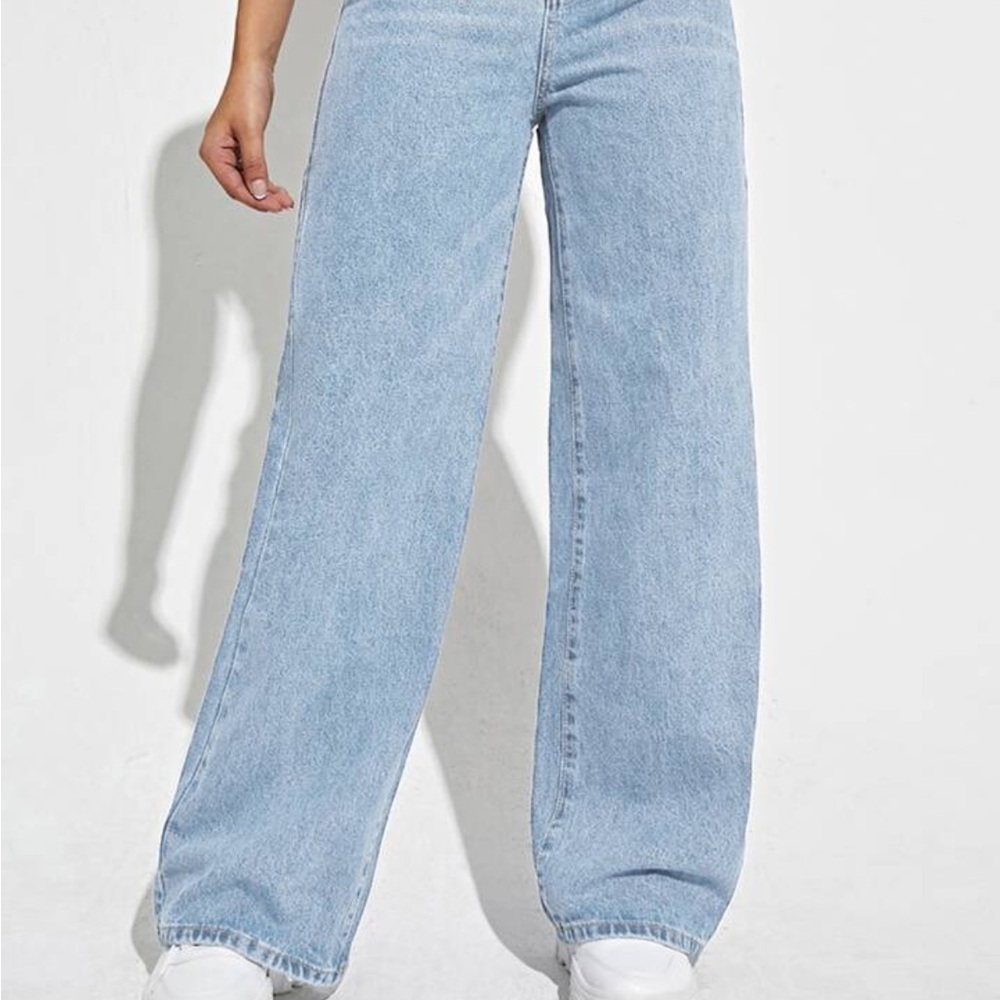 SHEIN Blue Flare Wide Leg Jeans